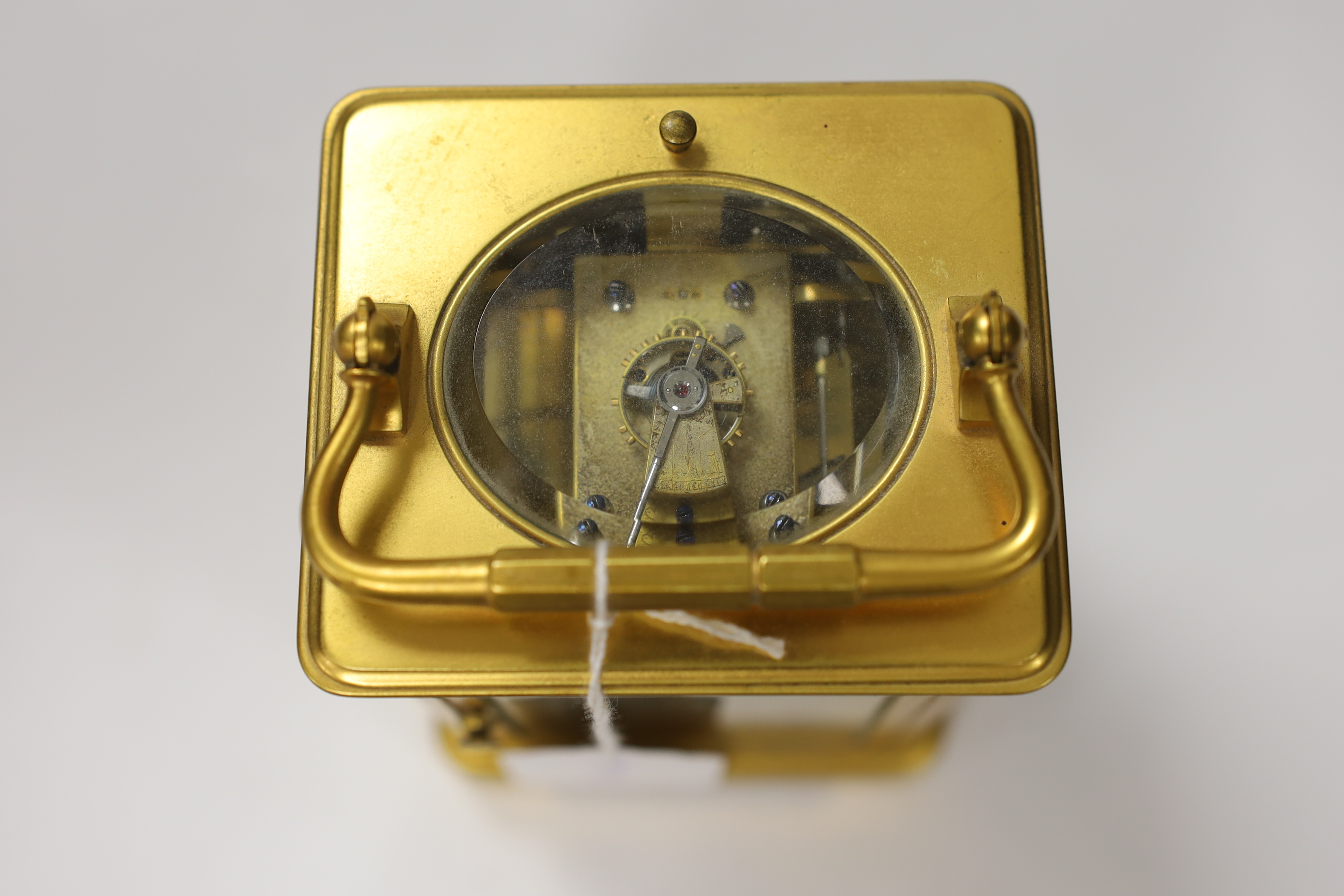 A gilt brass carriage clock with repeater, the dial inscribed Edward & Sons Glasgow, 18cm high